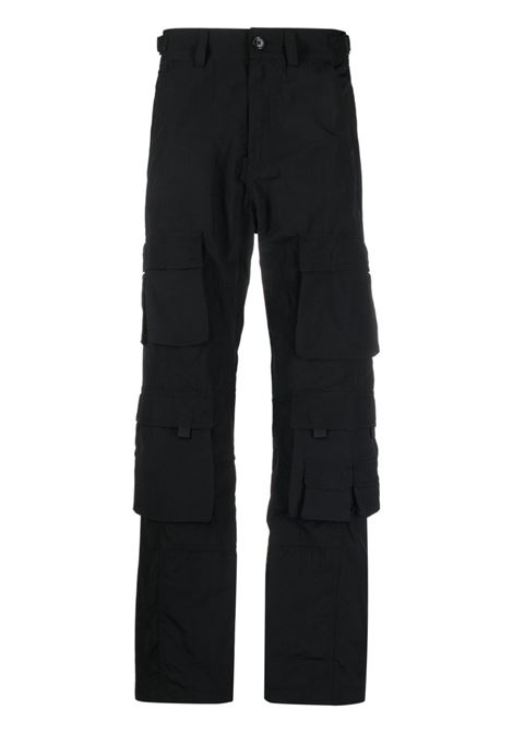 Black logo-patch cargo trousers - men